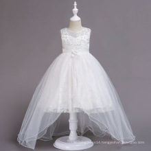 KLS022 Lace Sleeveless Flower Girl Dress Floor Length Tulle Flower Girl Ball Gown Dress Little Bride White Girls Wedding Dresses